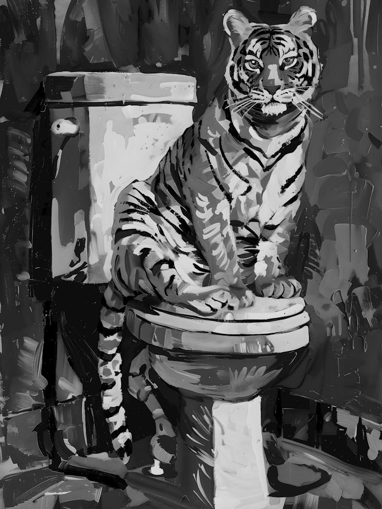Tiger On Toilet