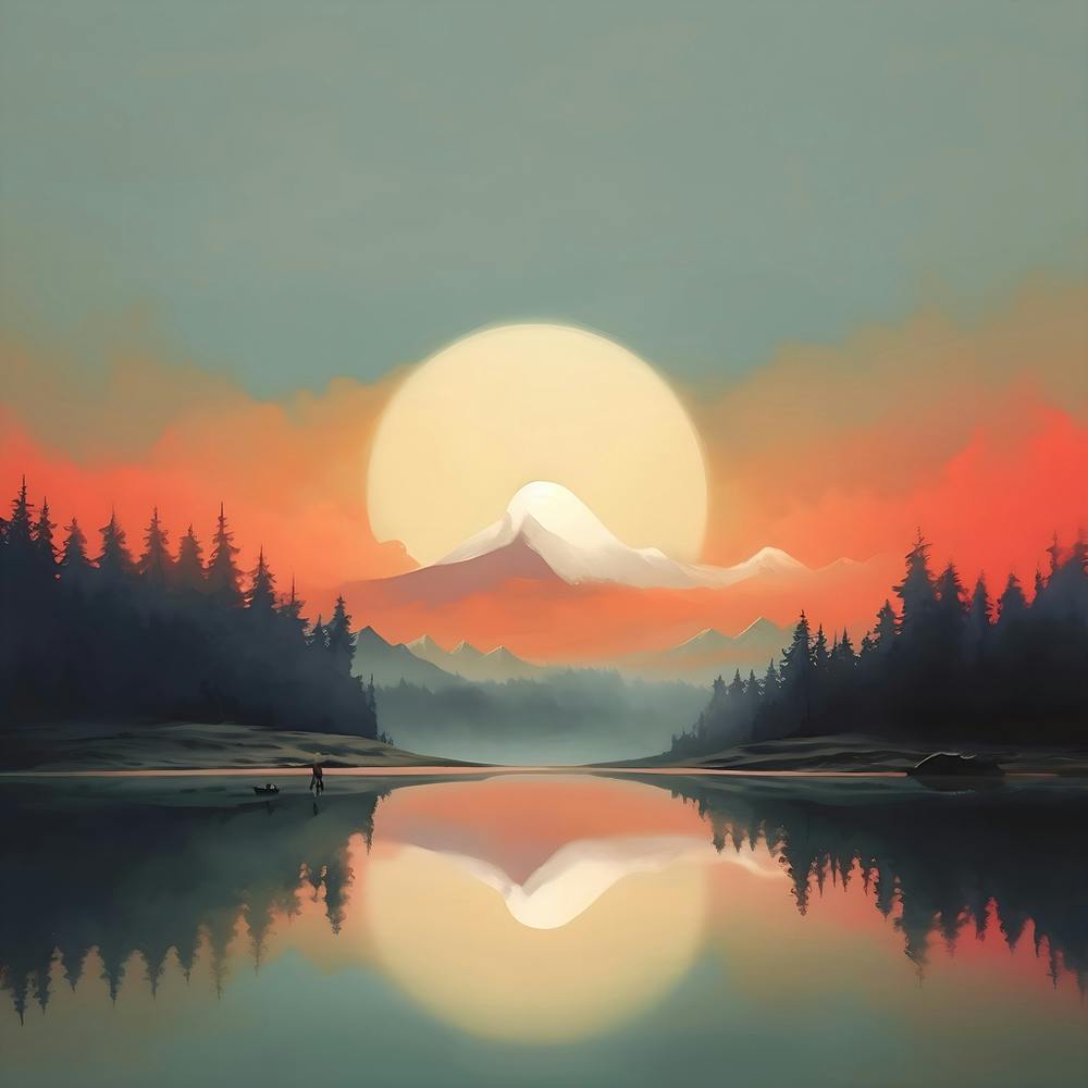 'Sunset In The Mountains' Landscape Painting