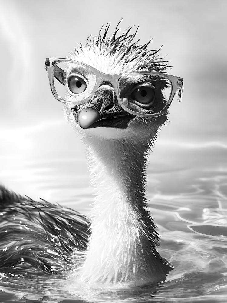 Ostrich In Glasses