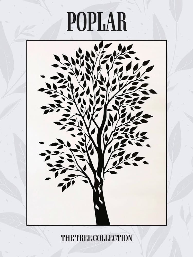 Poplar Tree Simple Geometric Nature Stencil 4 Poster