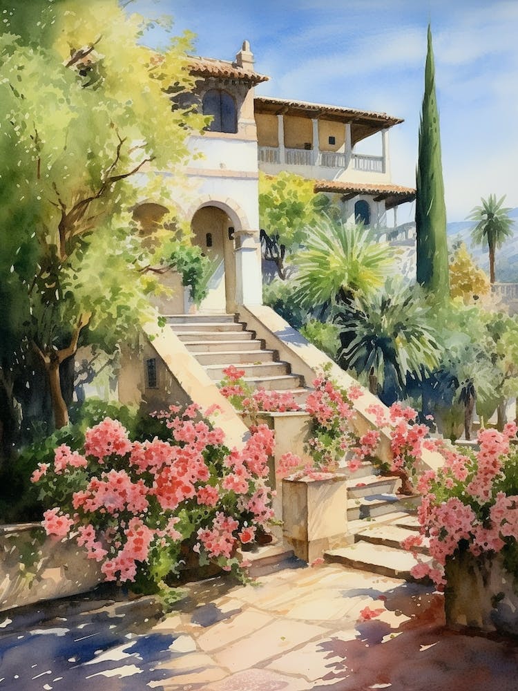 Generalife Gardens Spain Watercolour 1