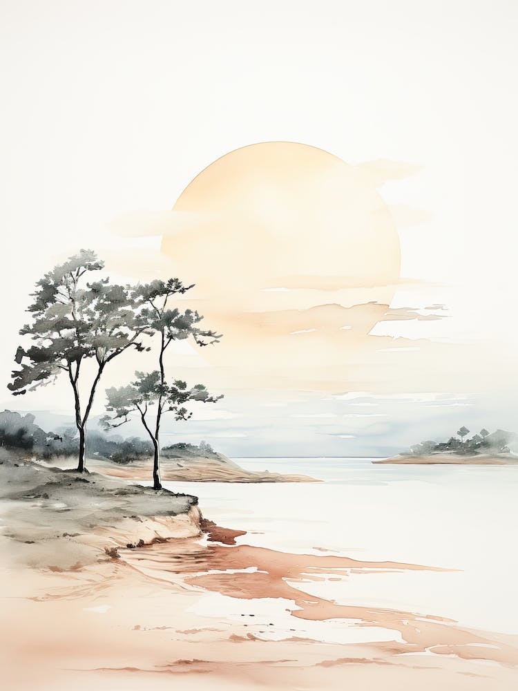 Watercolour Of Praia Da Marinha   Algarve Portugal 0