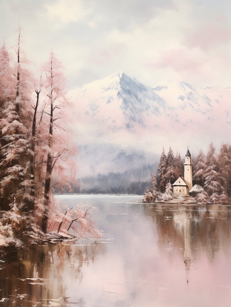Dreamy Winter Painting Lake Bled Slovenia 2