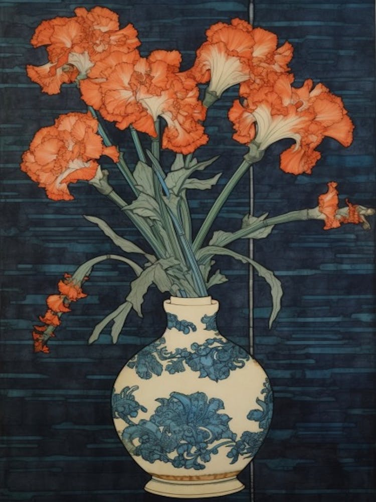 Gladoli Still Life William Morris Style