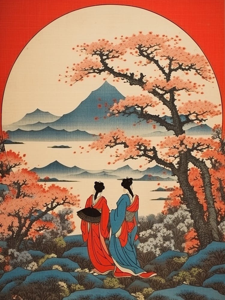 Mount Fuji, Japan Vintage Travel Art 1
