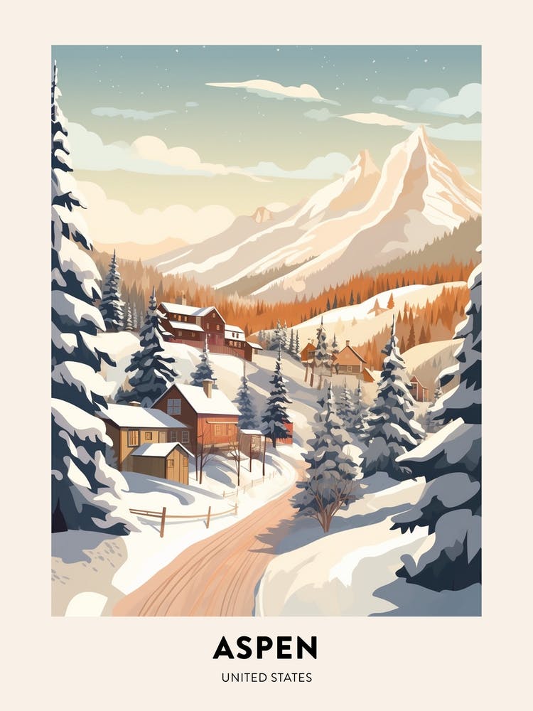 Affiche de Voyage Hivernale Vintage Aspen Colorado 2