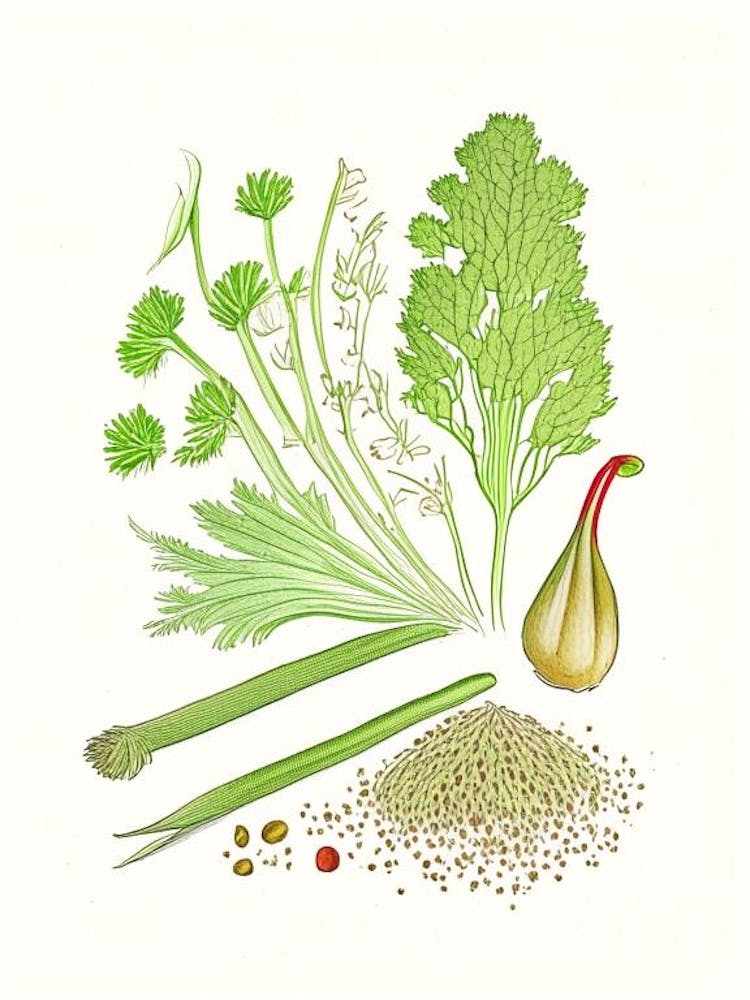 Celery Seeds Spices And Herbs Pencil Illustration 5