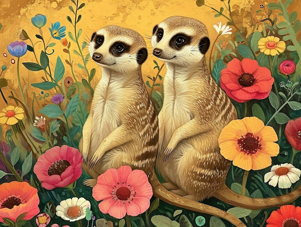 Floral Animal Illustration Meerkat 4