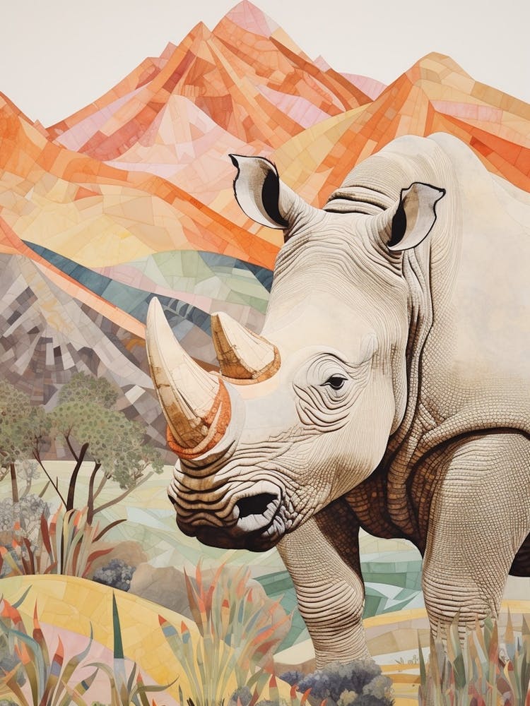 Rhino With Flowers & Plants 7