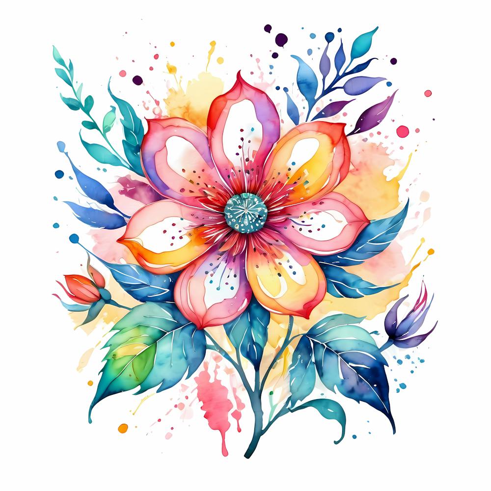 Bleed Watercolor Flower