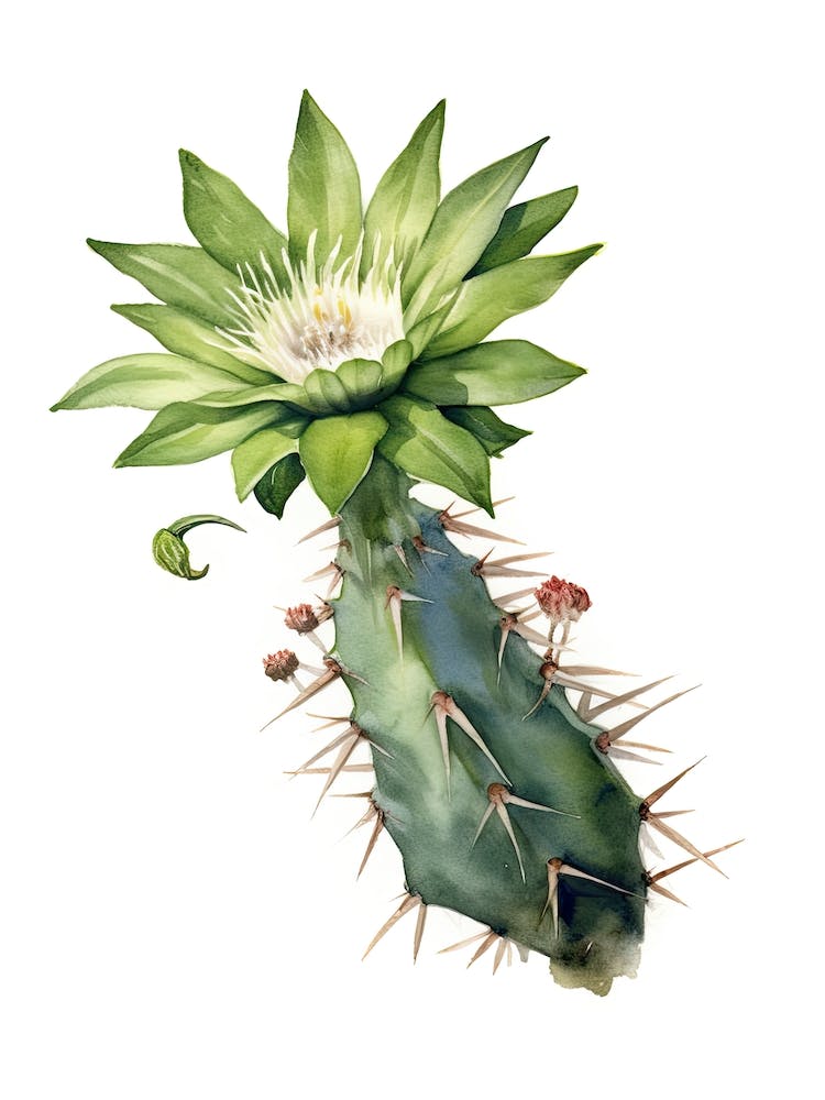 Chamaecereus Silvestrii Cactus Watercolour Drawing 4