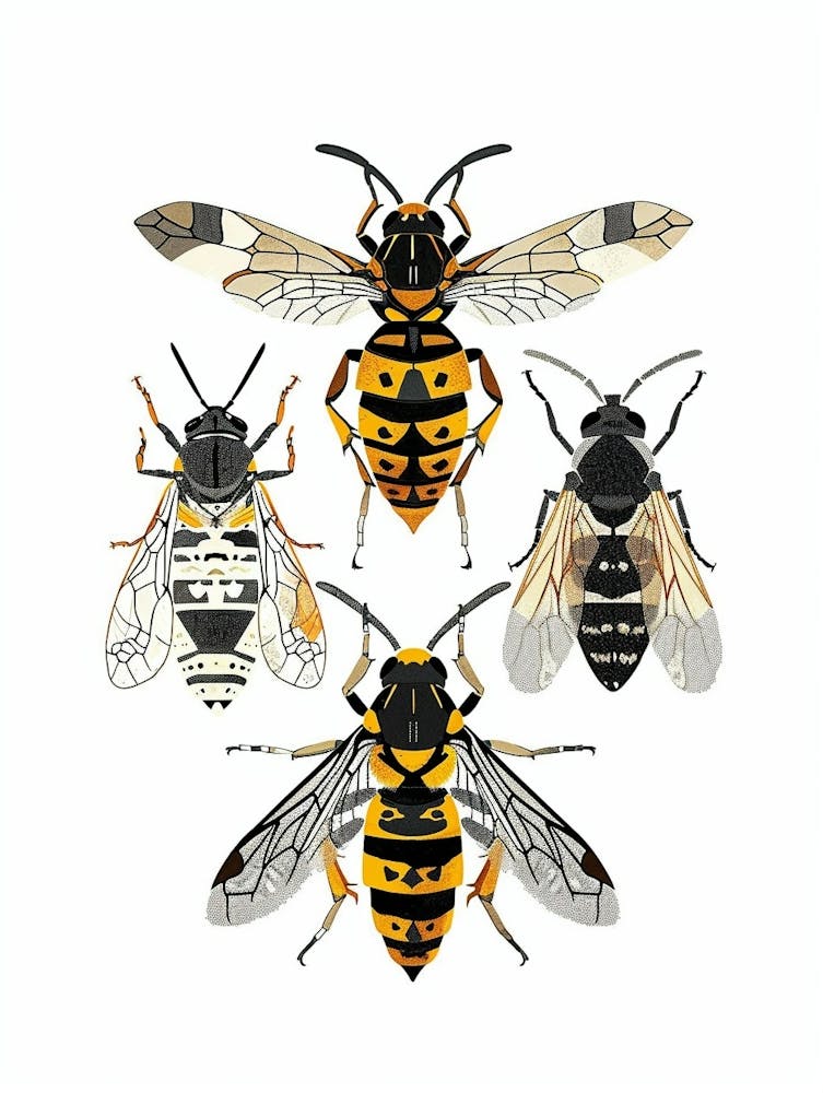 Colourful Insect Illustration Yellowjacket 6