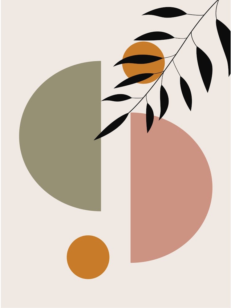 Boho Abstract Wall Scandi Botanical Terracota Beige Green Abstract C