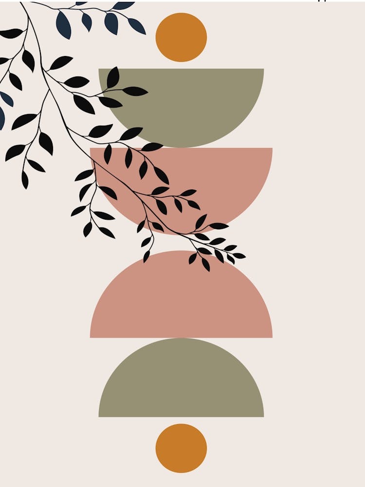 Boho Abstract Wall Scandi Botanical Terracota Beige Green Abstract A