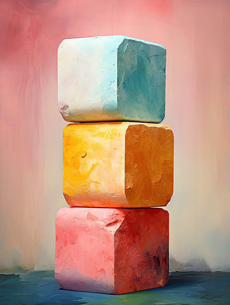 Three Colored Cubes, Stones Art