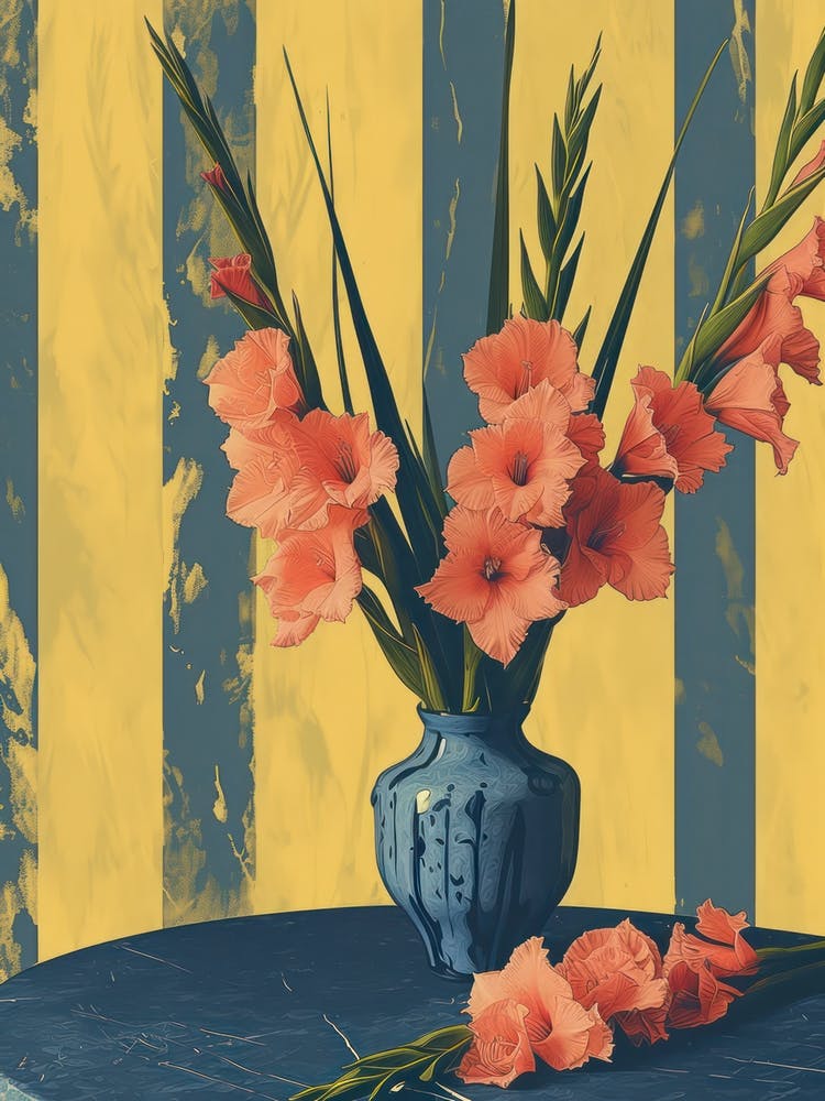 Gladiolus Flowers On A Table   Contemporary Illustration 3