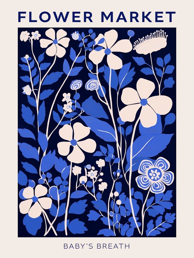 Blue Flower Market Poster Babys Breath 4