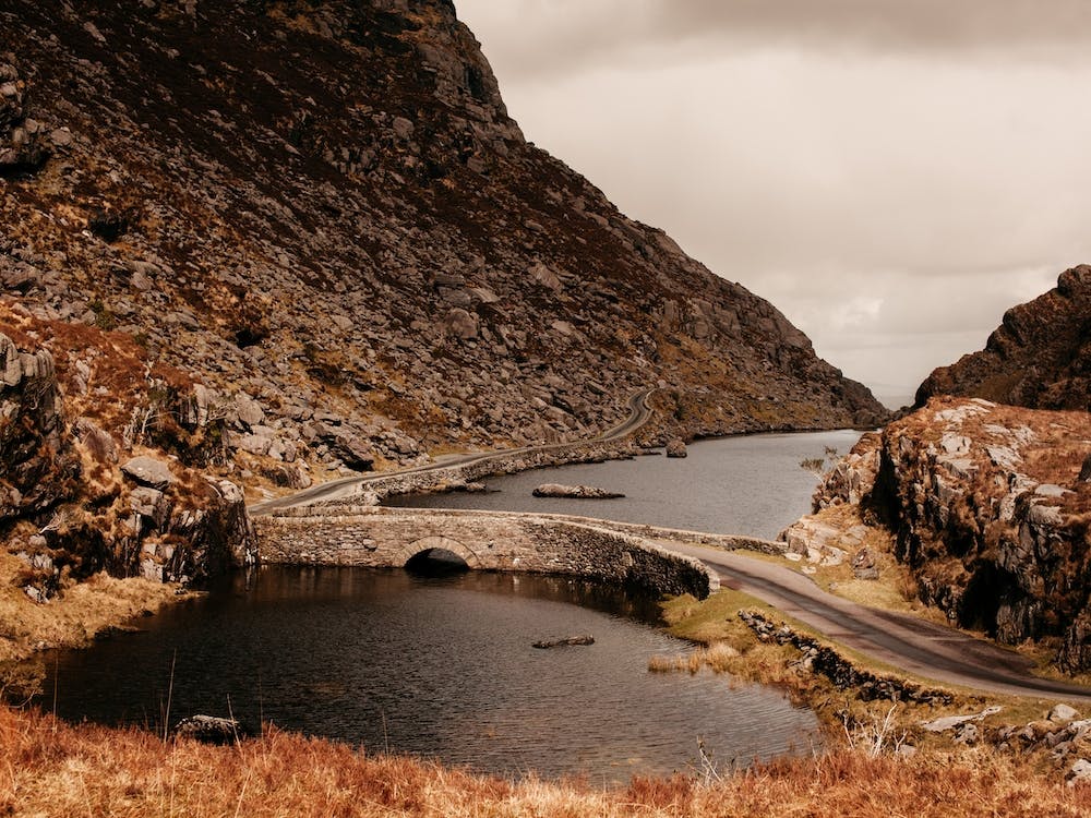 Old Bridge Over Mountain Lake In Ireland Ii