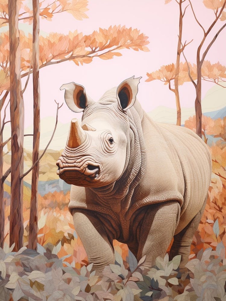 Pastel Pencil Crayon Style Rhino 3