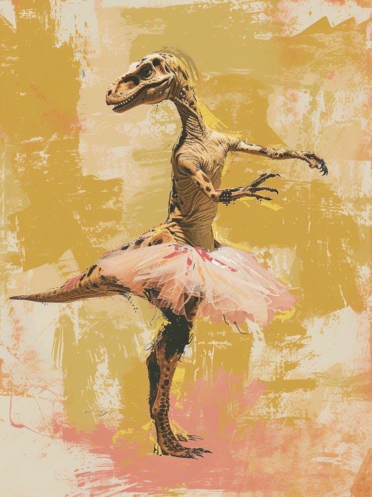 Dinosaur Dancing In A Tutu Pastels 3