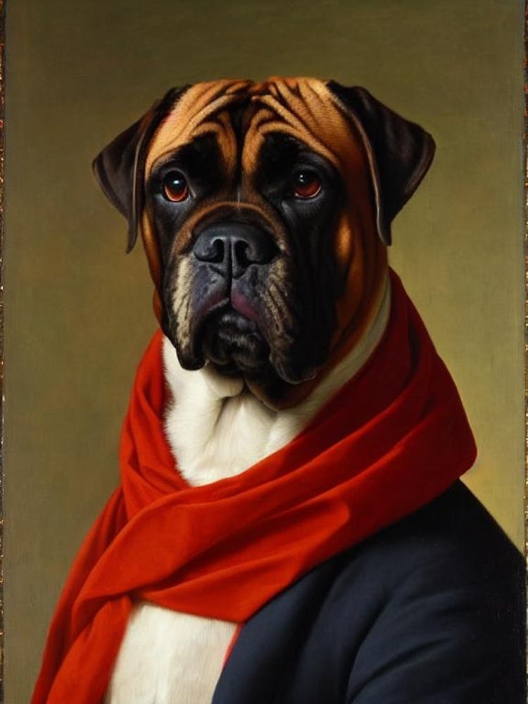 Bullmastiff 2 Renaissance Portrait Oil Painting