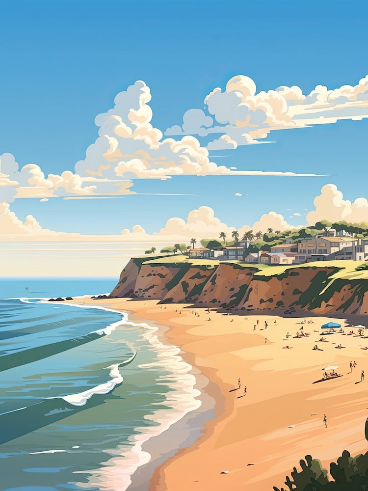 Malibu Beach California, Usa, Flat Illustration 2