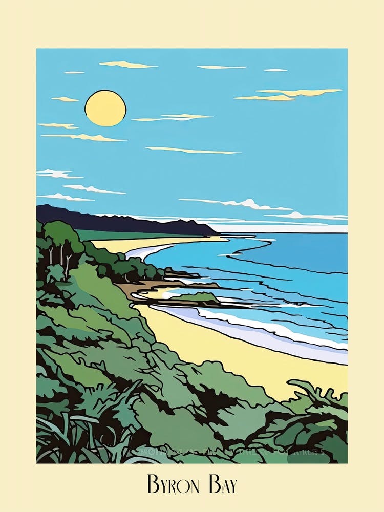 Poster Of Minimal Design Style Of Byron Bay, Australia 2