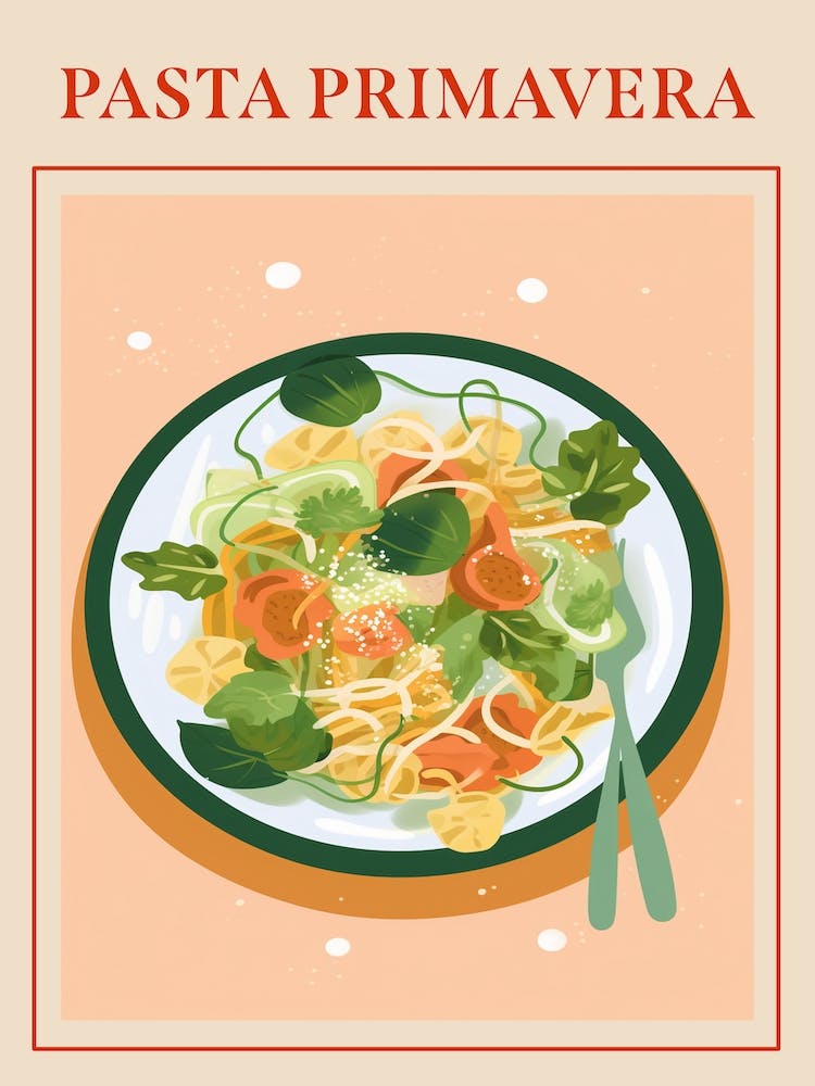 Pasta Primavera Italian Pasta Poster