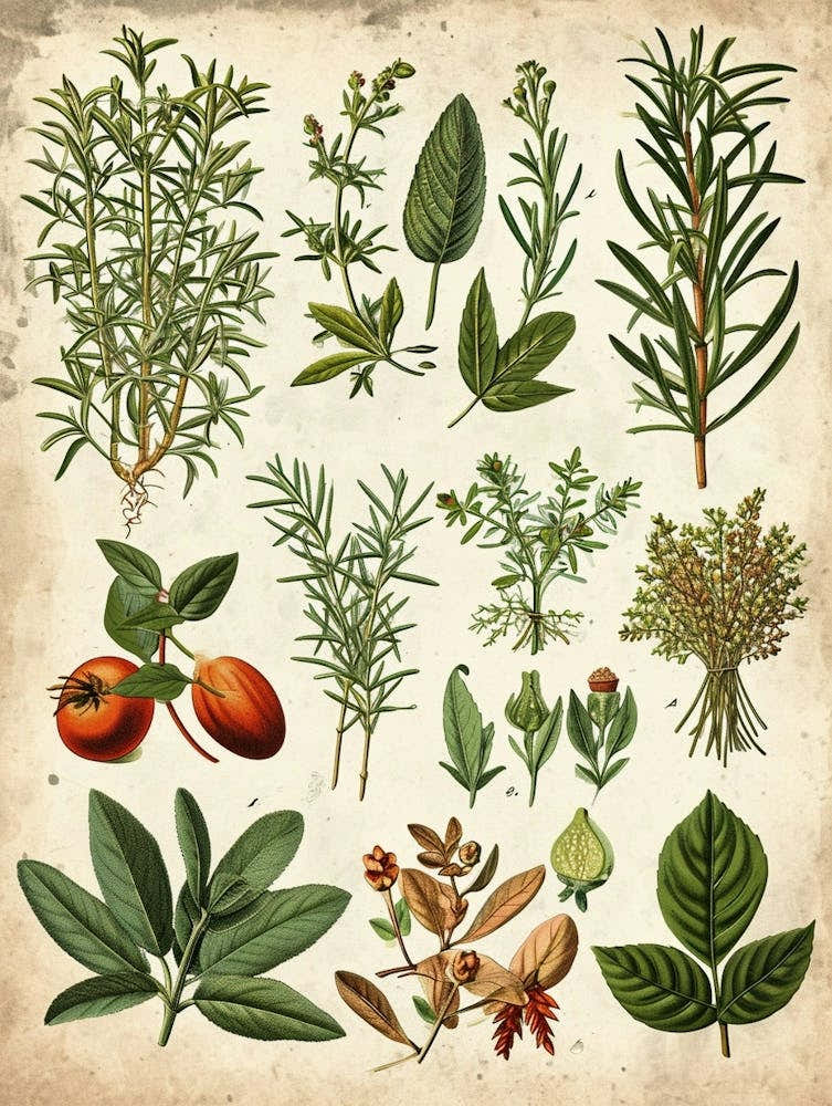 Garden Herbs Vintage Illustration 1