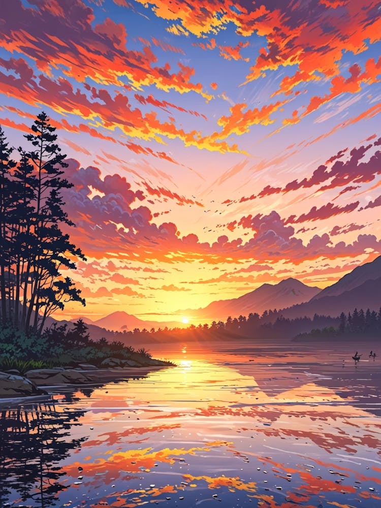 Sunset Over The Lake 2