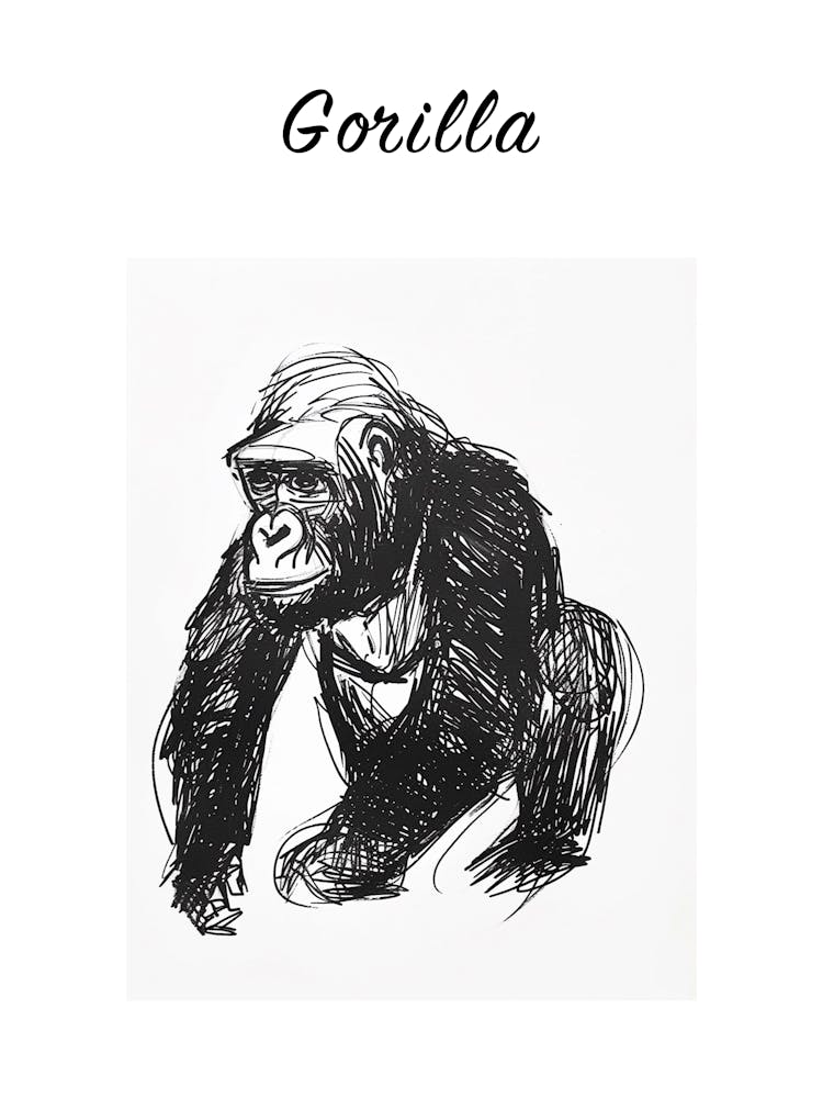 B&amp;W Gorilla Poster