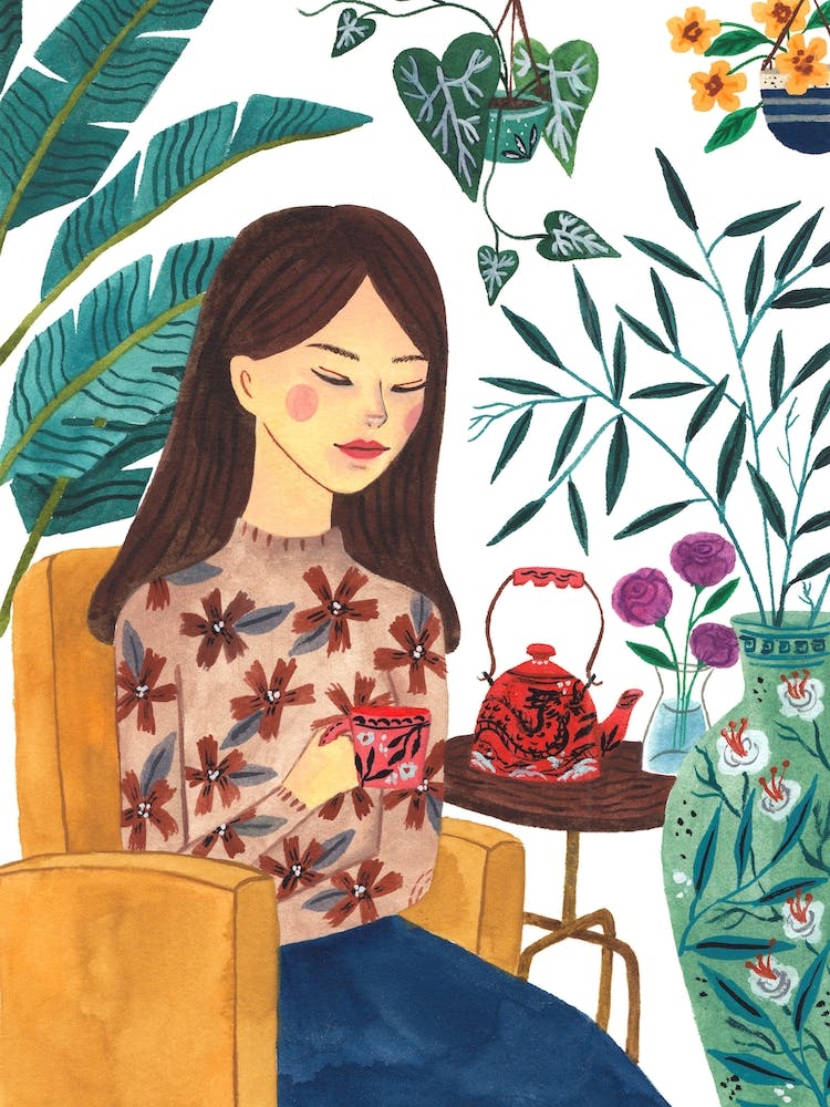 Tea Time Lady Art Print by Ploypisut – Fy!