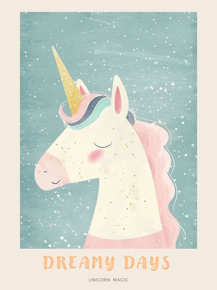 Pastel Storybook Style Unicorn 11 Poster