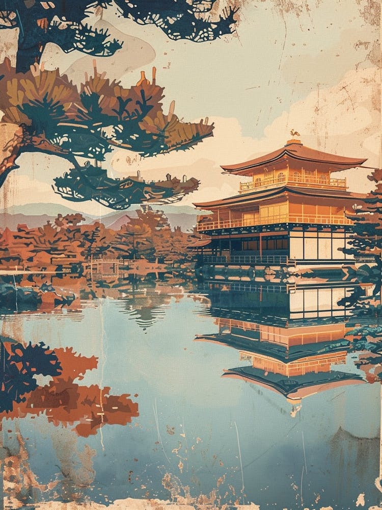 Kinkaku Ji Golden Pavilion Mid Century Modern 2