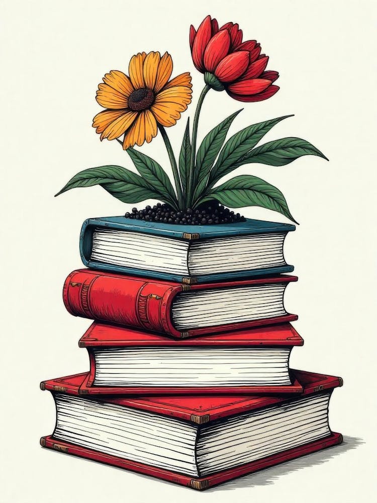 Books And Flowers