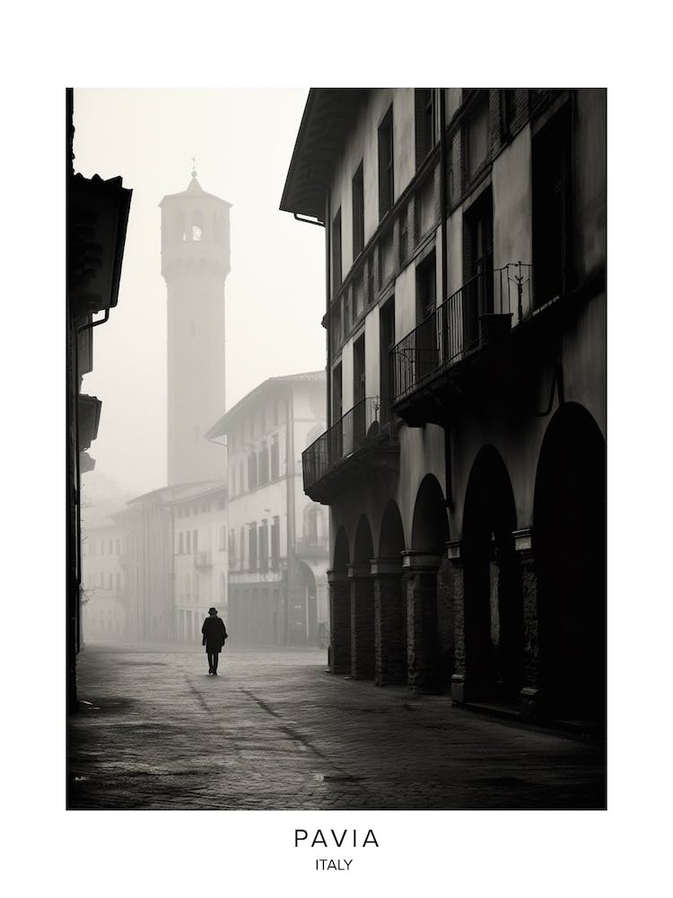 Poster Of Pavia, Italy, Black And White Analogue Photography 1