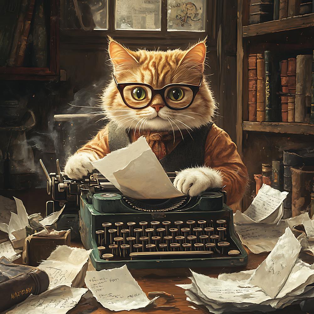 Funny Cat Writer Vintage 3
