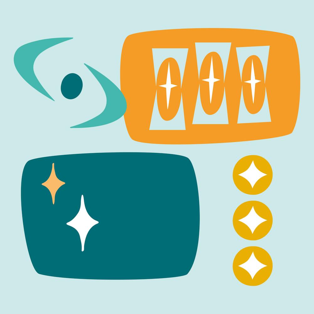 Atomic Age MCM Abstract, Aqua, Orange, Teal