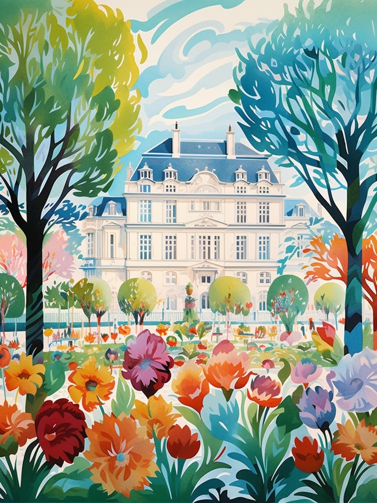 Luxemburg-Gärten Frankreich Moderne Illustration 4