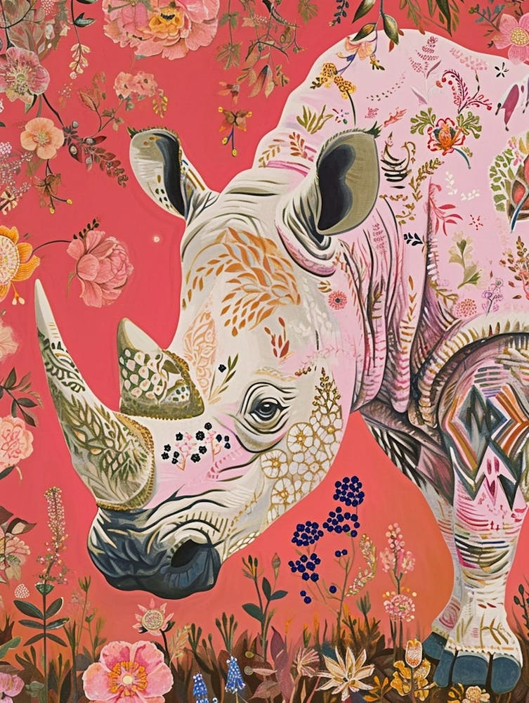 Florale Tiermalerei Nashorn 1