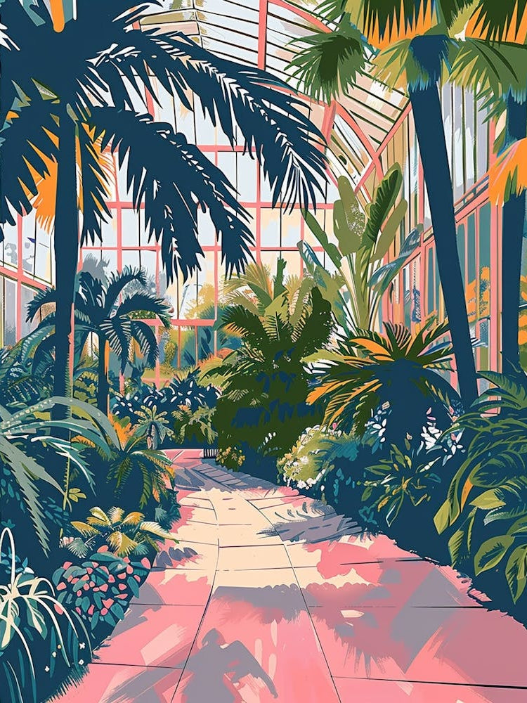 Brooklyn Botanic Garden New York Colourful Silkscreen Illustration 2