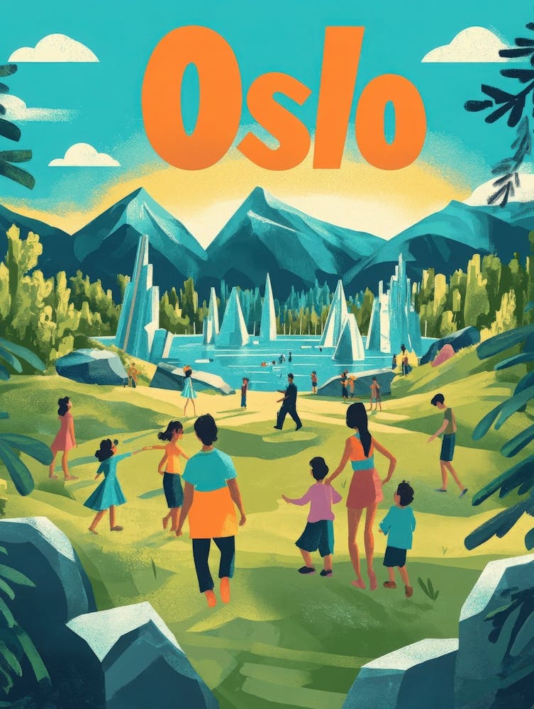 Aihrgdesign Von den 1970ern inspiriertes Reiseposter für Oslo 5
