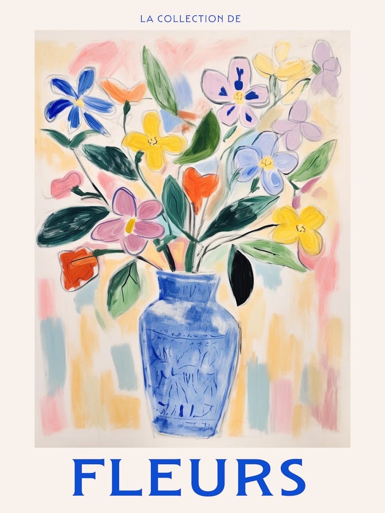 French Flower Poster Periwinkle 2