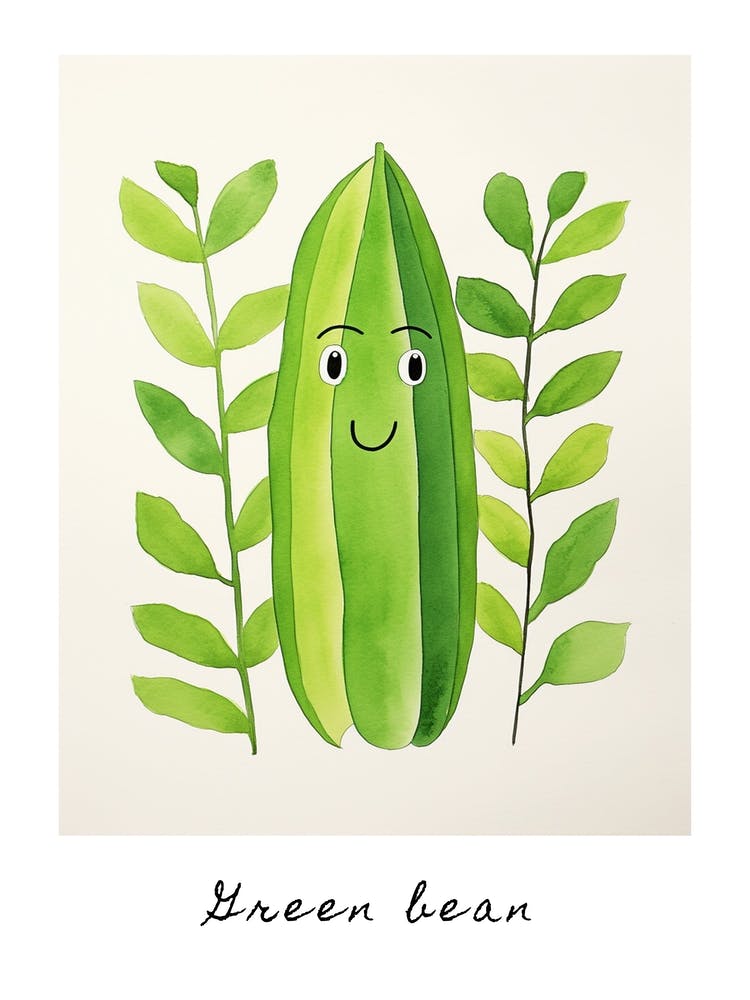 Affiche Haricot Vert Amical Pour Enfants