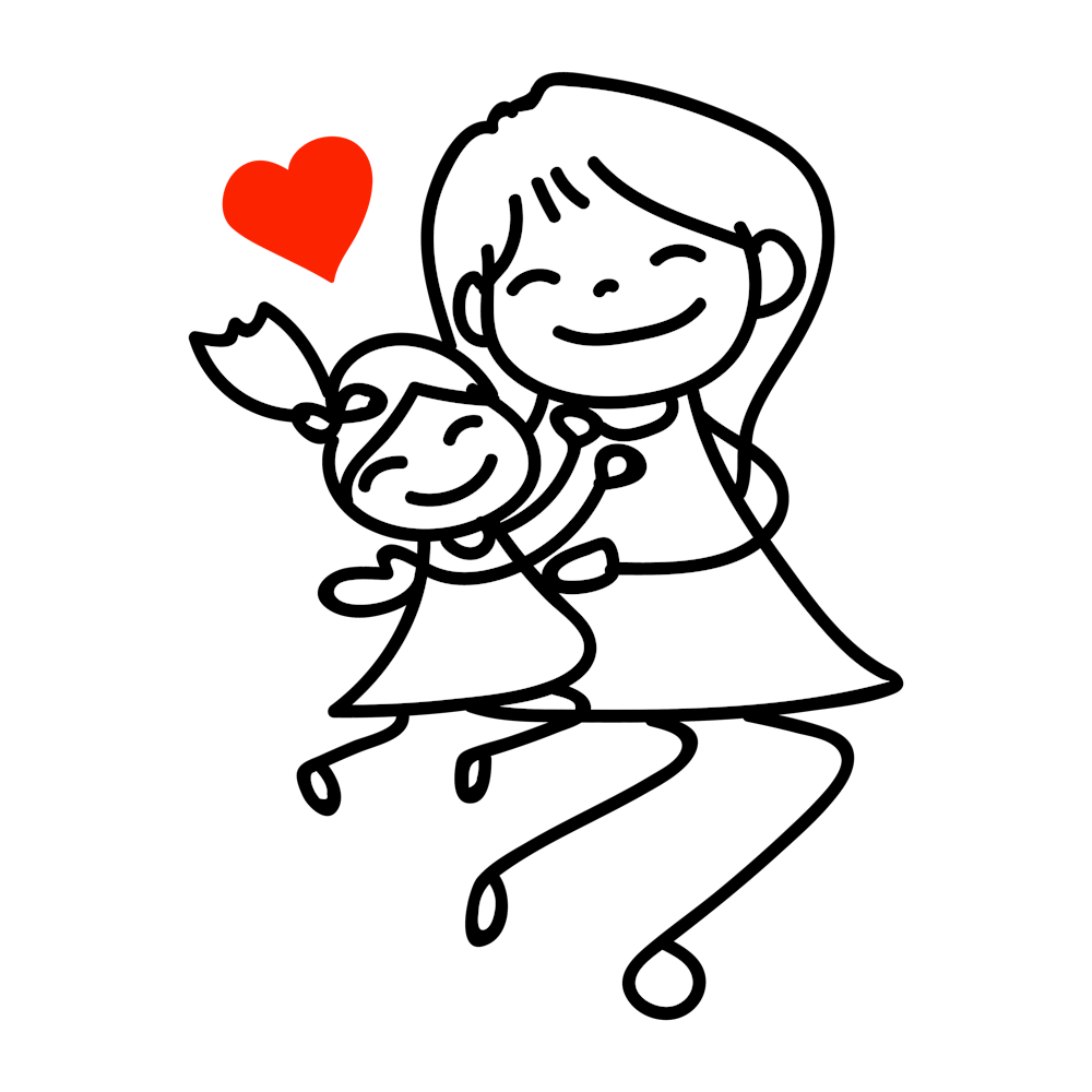Family Mom And Daughter White Fill
