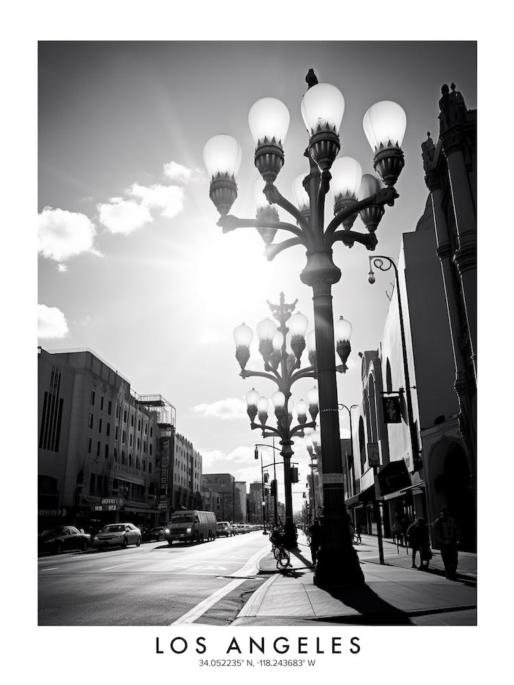 Poster Of Los Angeles, Black And White Analogue Photograph 3