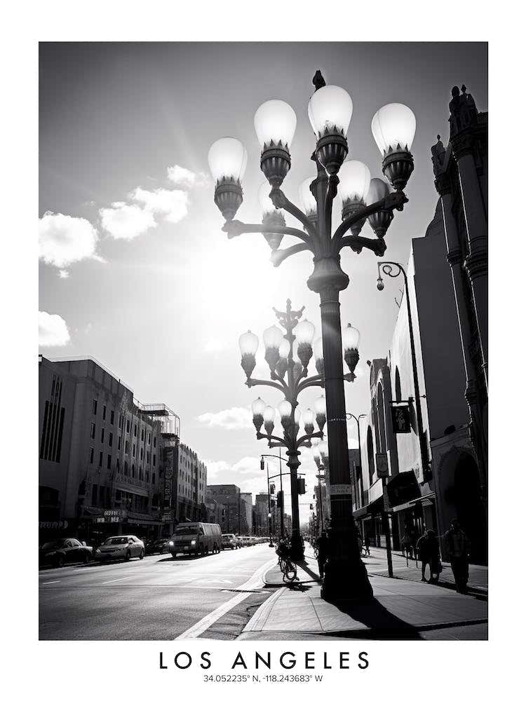 Poster Of Los Angeles, Black And White Analogue Photograph 3