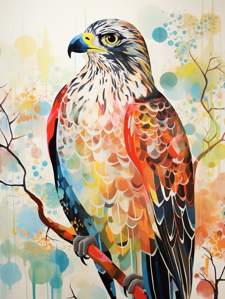 Bird Painting Collage Hawk 4