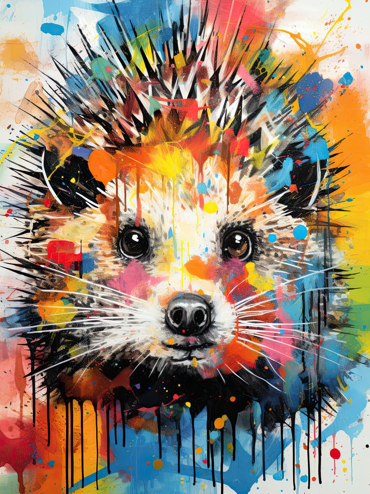 The City's Canvas: Hedgehog in Street Art Glory