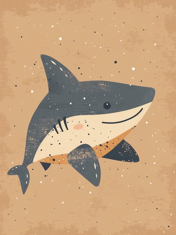Cute Shark Beige Background 4